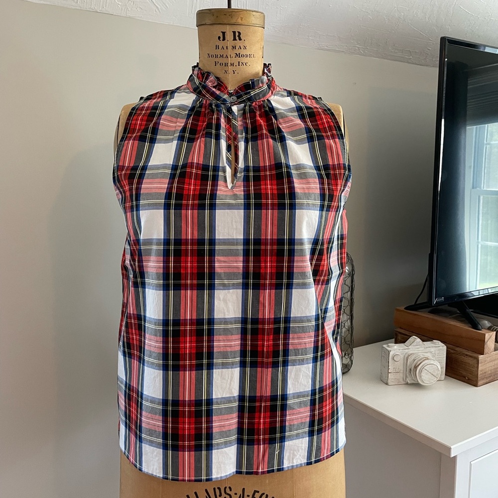 NWOT size 16 J. Crew Stewart Tartan ruffle top